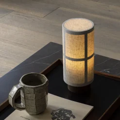 Lampe Sans Fil Rechargeable Hashira Tissu Beige / O 10 X H 23,5 Cm - Lin - Menu