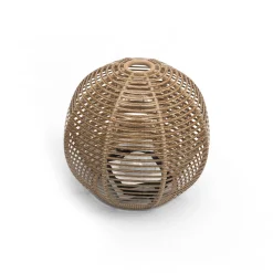 Lampe Solaire D'extérieur La Lampe Paillote Sphere Plastique Bois / Medium O 40 Cm / Hybride Et Connectee (Solaire + Dock Usb) - Maiori