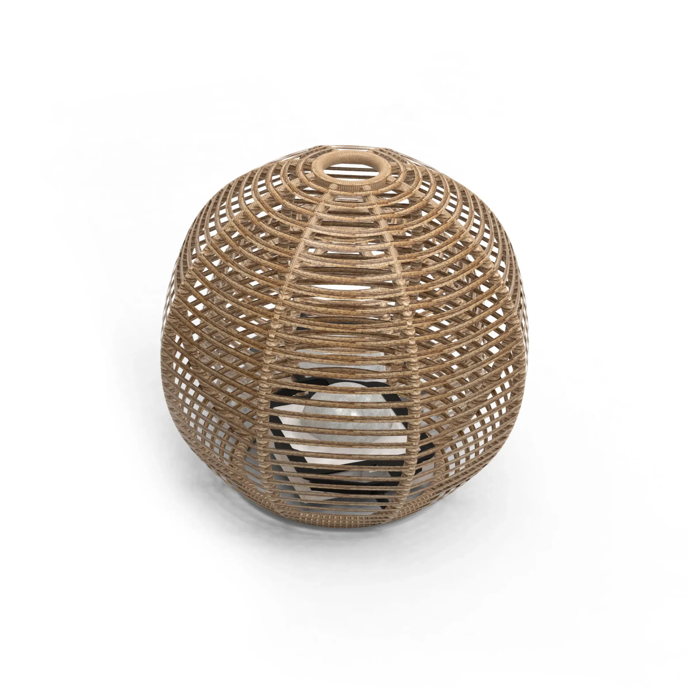 Lampe Solaire D'extérieur La Lampe Paillote Sphere Plastique Bois / Medium O 40 Cm / Hybride Et Connectee (Solaire + Dock Usb) - Maiori