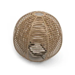 Lampe Solaire D'extérieur La Lampe Paillotte Sphere Plastique Bois / Large O 48 Cm / Hybride Et Connectee (Solaire + Dock Usb) - Maiori