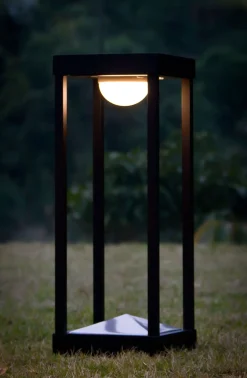 Lampe Solaire D'extérieur La Lampe Parc M Metal Verre Noir Led / Hybride & Connectee - Dock Usb - H 40 Cm - Maiori
