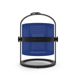 Lampe Solaire D'extérieur La Lampe Petite Led Metal Tissu Bleu Noir Tissu Bleu Marine / Hybride & Connectee - Structure Charbon - Maiori