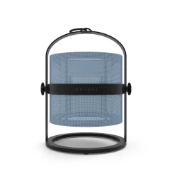Lampe Solaire D'extérieur La Lampe Petite Led Metal Tissu Bleu Noir Tissu Bleu Royal / Hybride & Connectee - Structure Charbon - Maiori