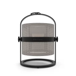 Lampe Solaire D'extérieur La Lampe Petite Led Metal Tissu Gris Noir Tissu Beife Clair / Hybride & Connectee - Structure Charbon - Maiori