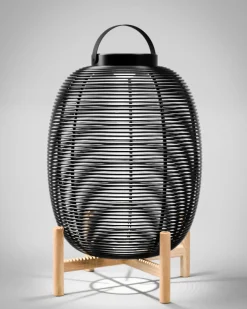 Lampe Solaire D'extérieur Tika Large Plastique Fibre Vegetale Noir / Lanterne Led - H 69 Cm - Vincent Sheppard