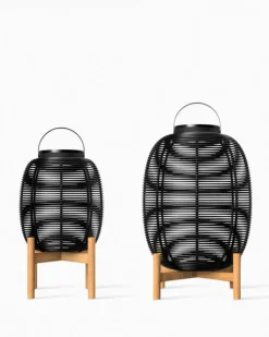 Lampe Solaire D'extérieur Tika Small Plastique Fibre Vegetale Noir / Lanterne Led - H 59 Cm - Vincent Sheppard