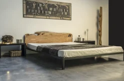 Lit Double Old Times Metal Bois Naturel / 162 X 210 Cm - Zeus