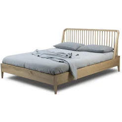 Lit Double Spindle Bois Naturel / Pour Matelas 180 X 200 Cm - Chene Massif - Ethnicraft