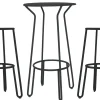 Mange-Debout Huggy Metal Noir / + 2 Tabourets De Bar H 75 Cm - Maiori