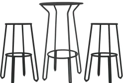 Mange-Debout Huggy Metal Noir / + 2 Tabourets De Bar H 75 Cm - Maiori