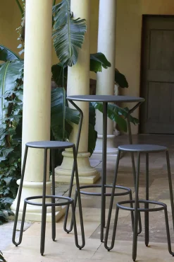 Mange-Debout Huggy Metal Noir / + 2 Tabourets De Bar H 75 Cm - Maiori