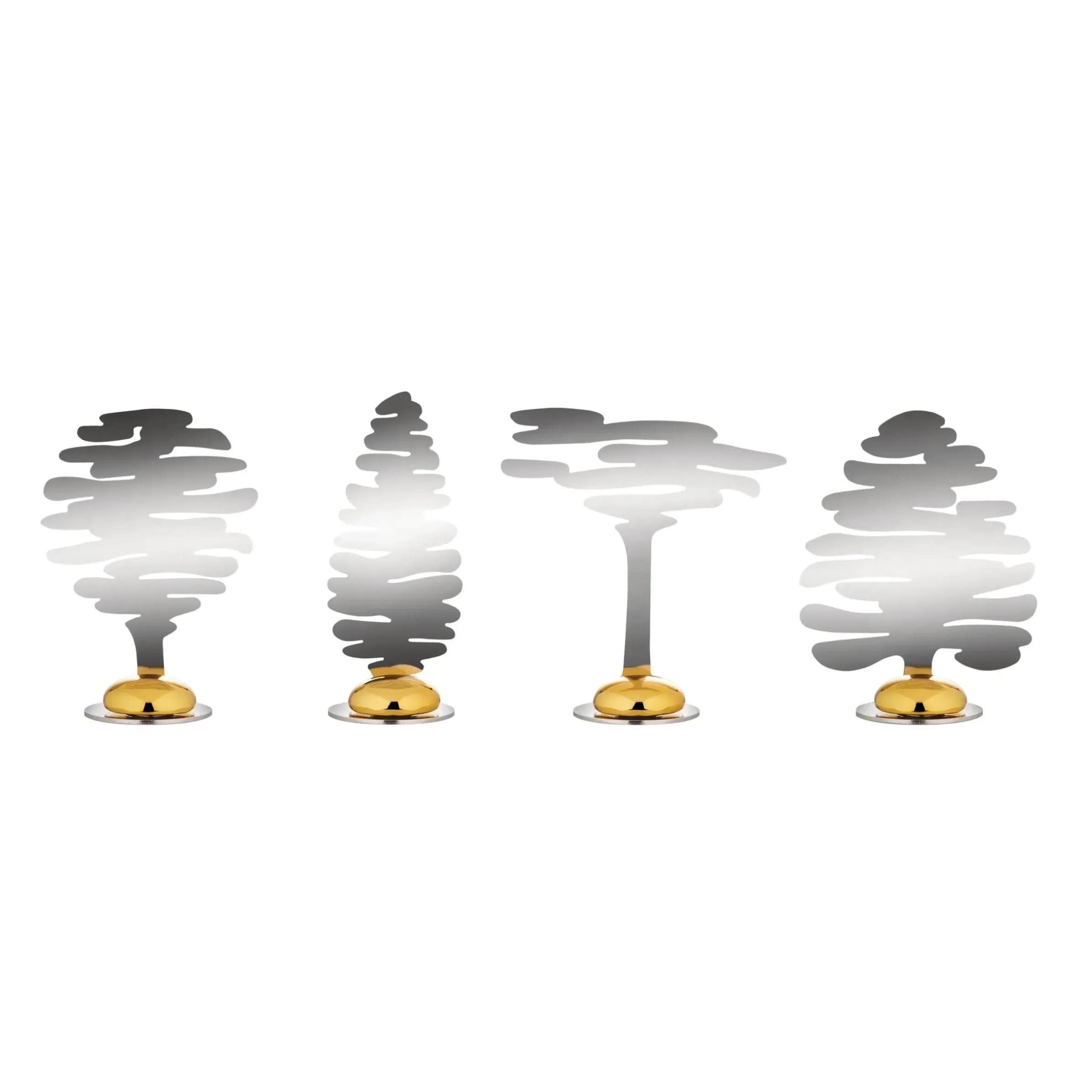 Marque-Place Barkplace Tree Argent Metal / Set De 4 Sapins En Acier - H 4 Cm - Alessi
