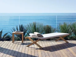 Meridienne Pliable Elit Bois Gris Bois & Tissu Gris / Lit De Jour - Ethimo