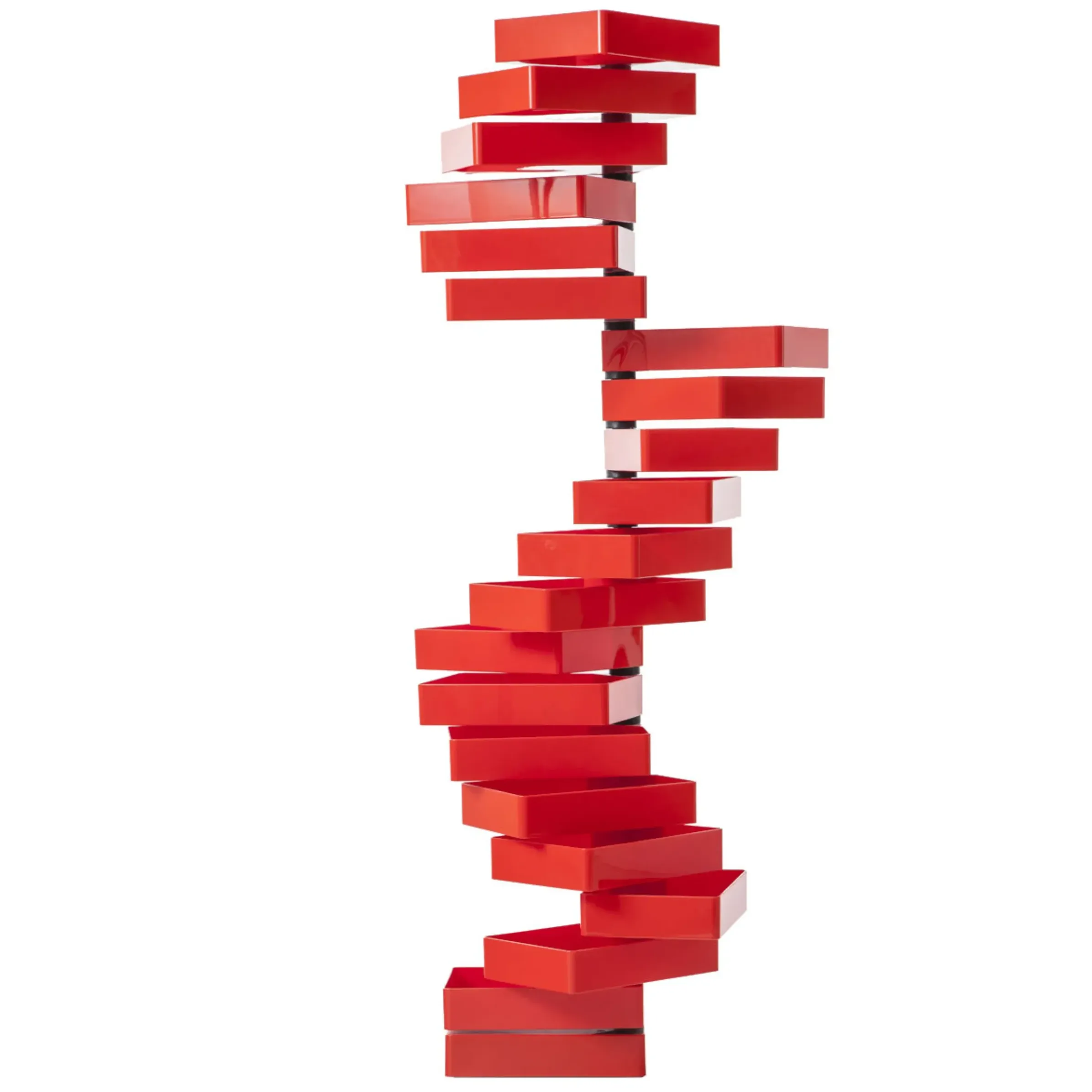 Meuble De Rangement Revolving Cabinet Plastique Rouge / Caissons Pivotants - Shiro Kuramata, 1970 - H 185 Cm - Cappellini
