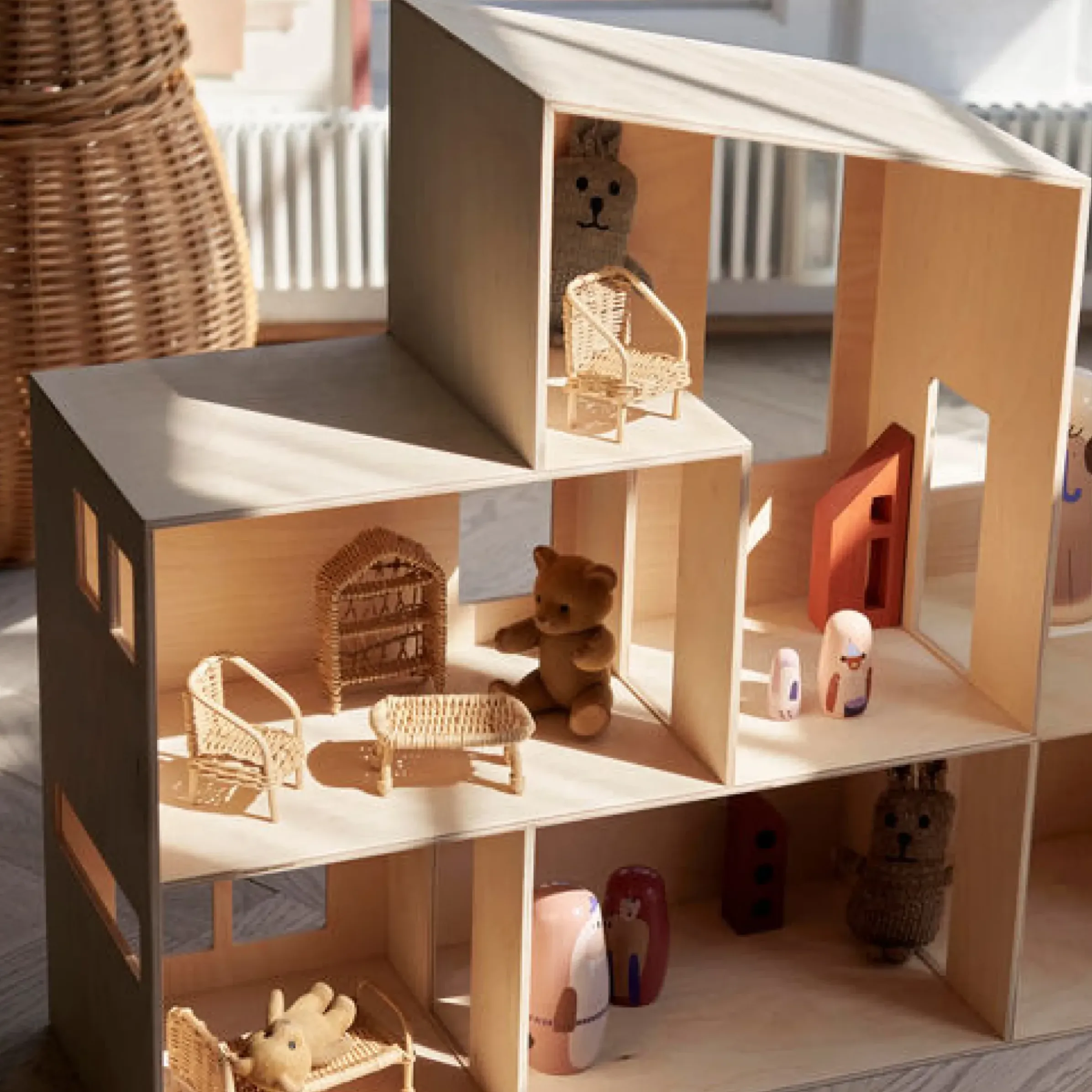 Meuble Pour Maison De Poupee Rattan Fibre Vegetale Bois/ Set De 5 Meubles Miniatures - H 8 Cm - Ferm Living