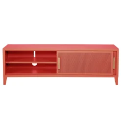 Meuble Tv B2 Bas Perfore Metal Orange / L 160 X H 51 Cm - Poignees Chene - Tolix