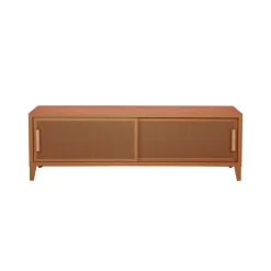 Meuble Tv B2 Bas Perfore Metal Orange Marron Beige / L 120 X H 51 Cm - Poignees Chene - Tolix