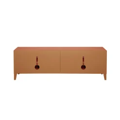 Meuble Tv B2 Bas Perfore Metal Orange Marron Beige / L 120 X H 51 Cm - Poignees Chene - Tolix