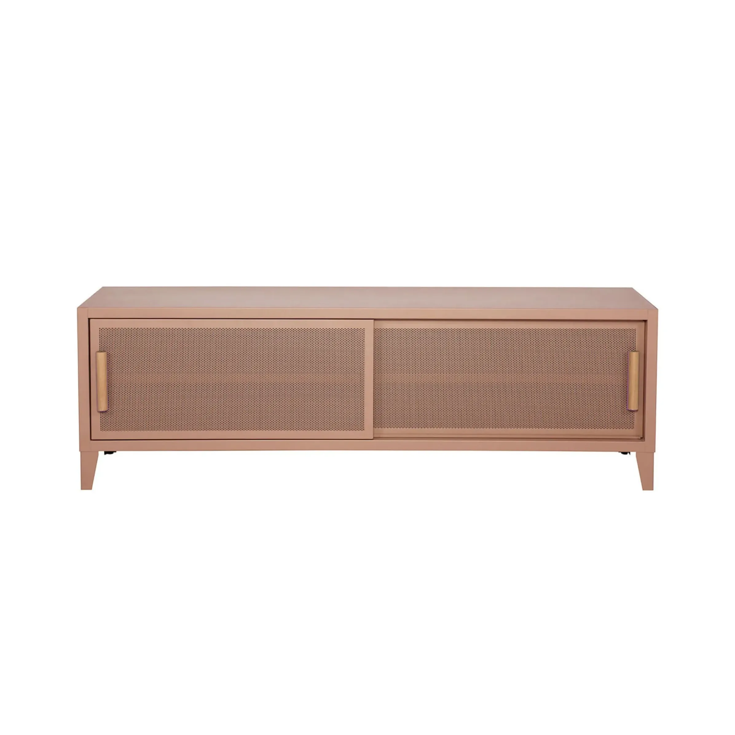 Meuble Tv B2 Bas Perfore Metal Rose / L 120 X H 51 Cm - Poignees Chene - Tolix