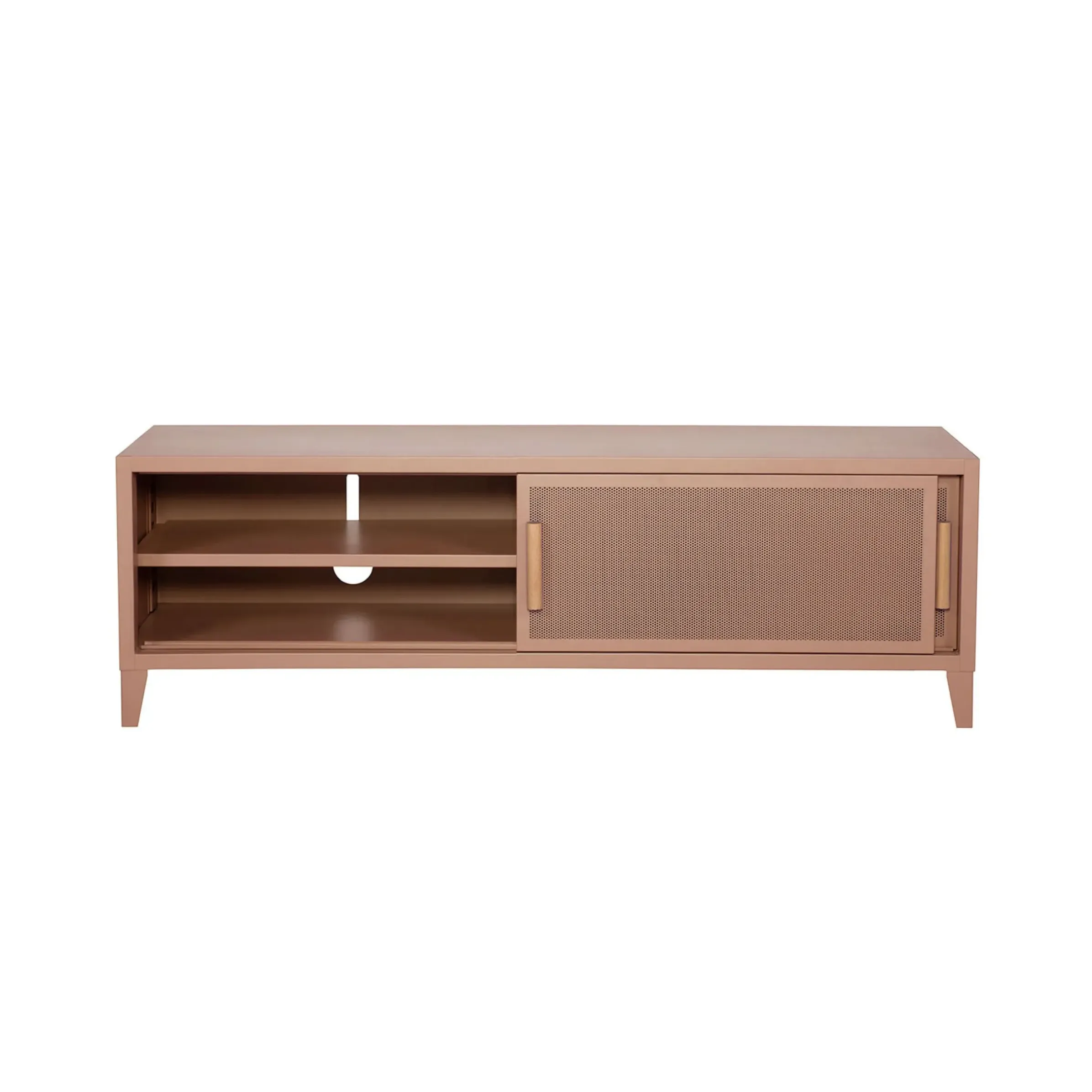 Meuble Tv B2 Bas Perfore Metal Rose / L 120 X H 51 Cm - Poignees Chene - Tolix