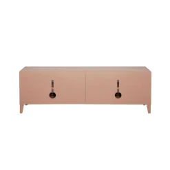 Meuble Tv B2 Bas Perfore Metal Rose / L 120 X H 51 Cm - Poignees Chene - Tolix