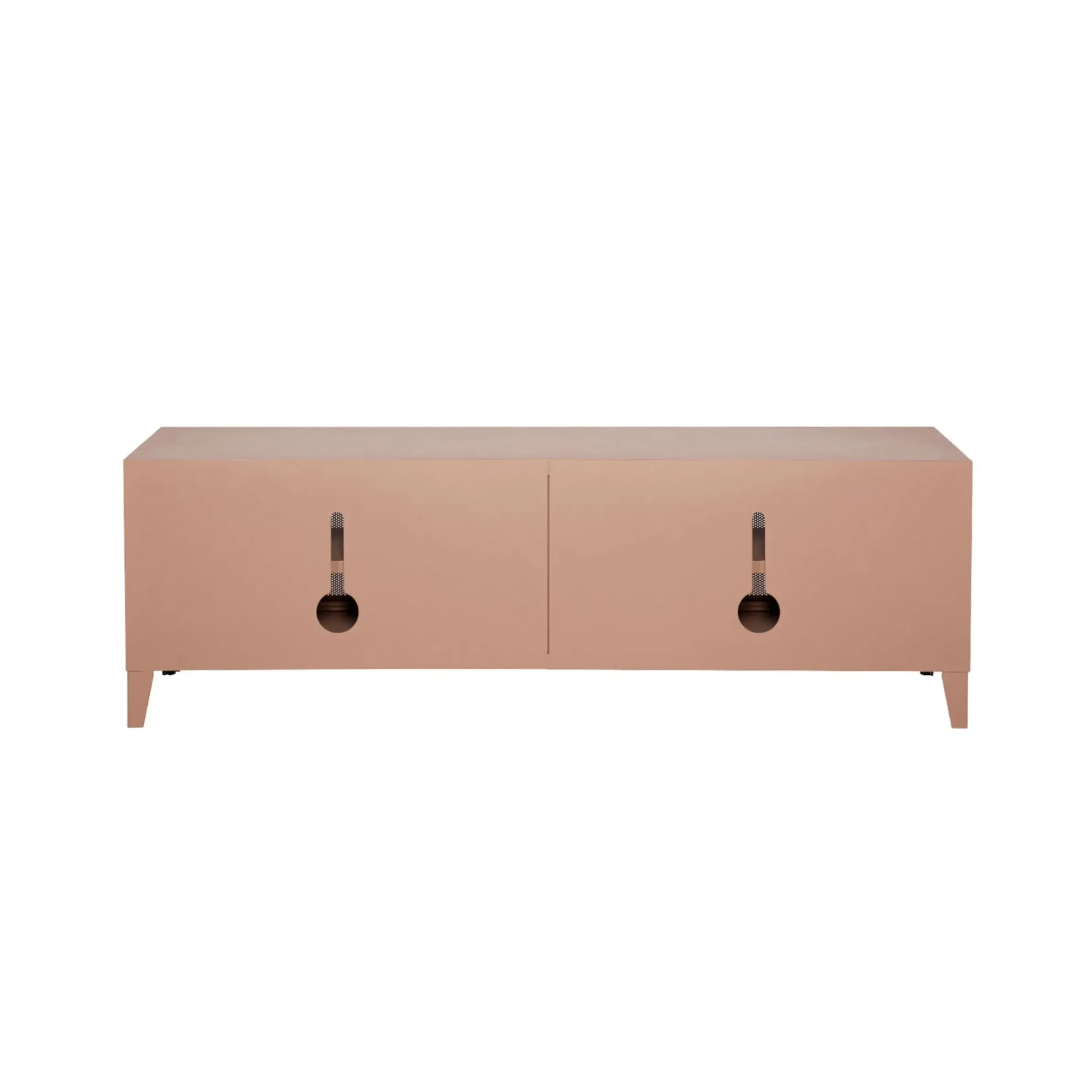 Meuble Tv B2 Bas Perfore Metal Rose / L 120 X H 51 Cm - Poignees Chene - Tolix