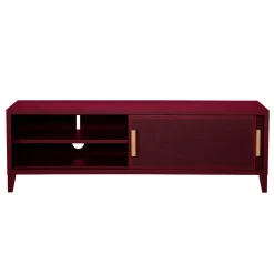 Meuble Tv B2 Bas Perfore Metal Rouge / L 160 X H 51 Cm - Poignees Chene - Tolix