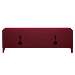 Meuble Tv B2 Bas Perfore Metal Rouge / L 160 X H 51 Cm - Poignees Chene - Tolix
