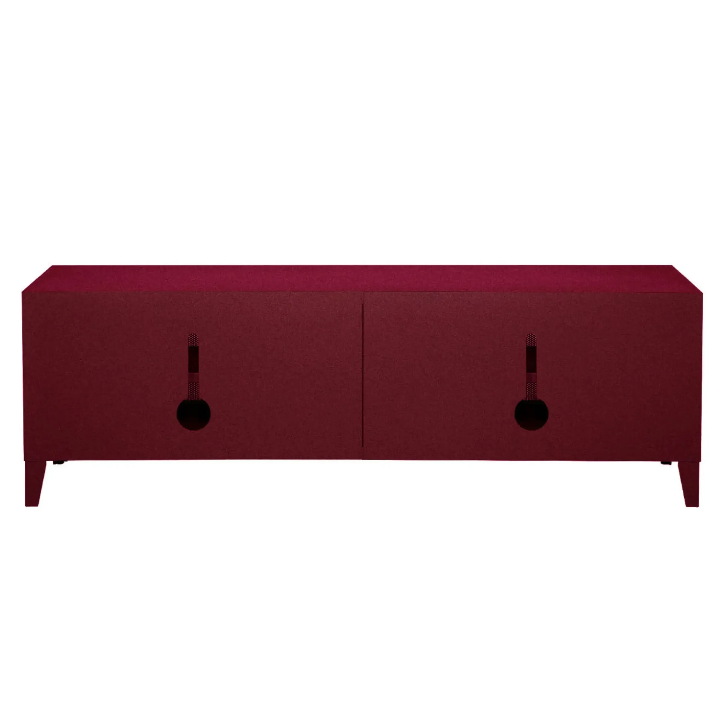 Meuble Tv B2 Bas Perfore Metal Rouge / L 160 X H 51 Cm - Poignees Chene - Tolix