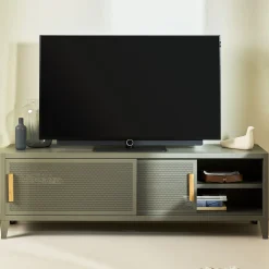 Meuble Tv B2 Bas Perfore Metal Rouge / L 160 X H 51 Cm - Poignees Chene - Tolix