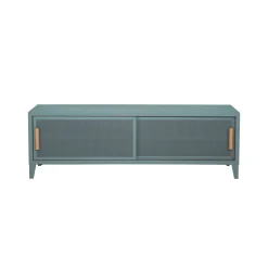 Meuble Tv B2 Bas Perfore Metal Vert / L 120 X H 51 Cm - Poignees Chene - Tolix