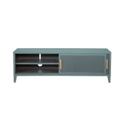 Meuble Tv B2 Bas Perfore Metal Vert / L 120 X H 51 Cm - Poignees Chene - Tolix