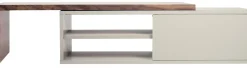 Meuble Tv Extensible Slide Gris Bois Naturel / Pivotant - L 110 A 203 Cm - Pop Up Home