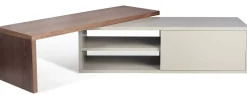 Meuble Tv Extensible Slide Gris Bois Naturel / Pivotant - L 110 A 203 Cm - Pop Up Home
