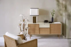 Meuble Tv  Fibre Vegetale Bois Blanc / L 160 X H 80 Cm - Fibre Naturelle & Laque - Red Edition