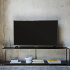 Meuble Tv Slim Irony Metal Noir / Console - L 180 X H 45 Cm - Zeus
