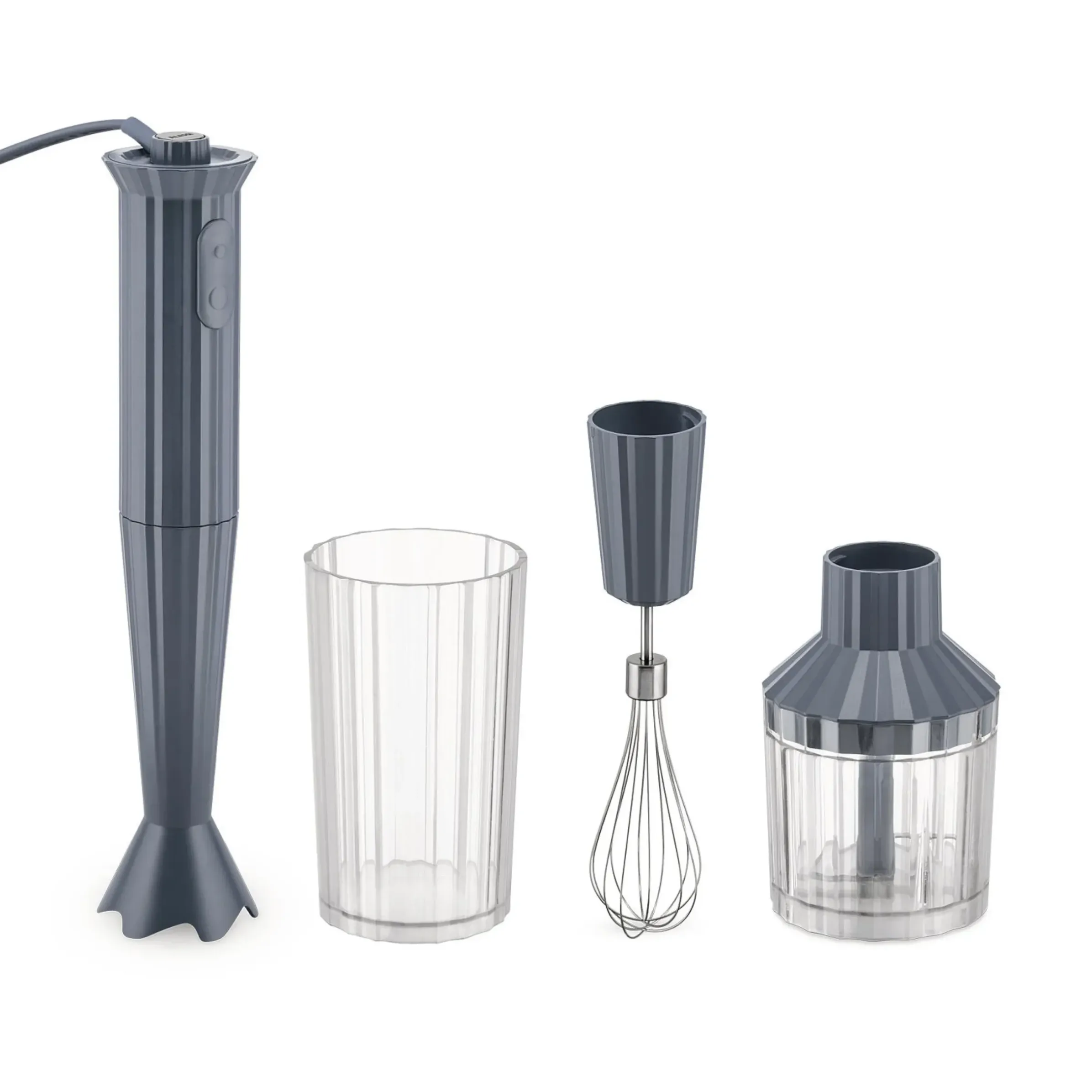 Mixeur Plongeant Plisse Plastique/ 500 W - Avec Bol Gradue, Hachoir & Fouet - Alessi
