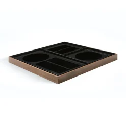 Organiseur De Bureau Charcoal Verre Gris Bois Naturel / Set 4 Plateaux Noyer & Verre - Ethnicraft