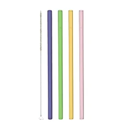Paille En Verre  Verrereutilisable / Set De 4 +  Goupillon De Nettoyage - Leonardo