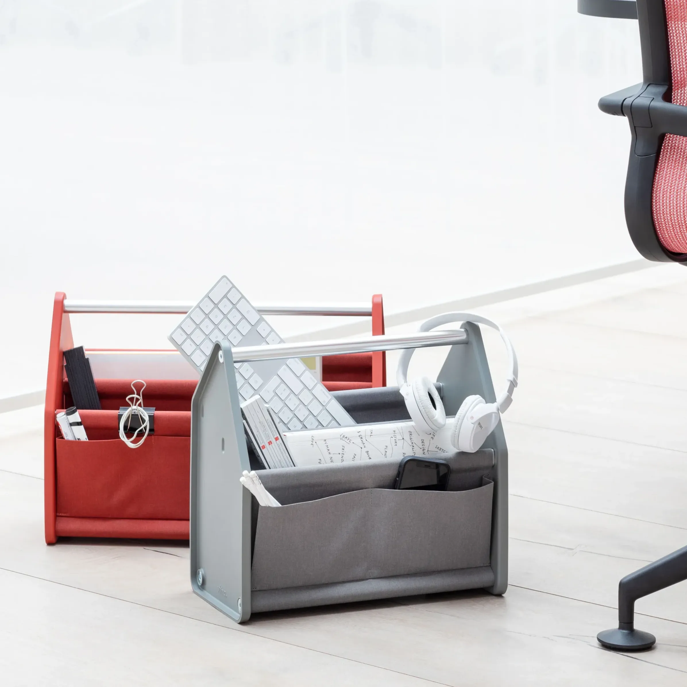 Panier Locker Box Small Tissu Gris / Organiseur De Bureau - Tissu / L 36,5 Cm - Vitra