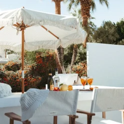Parasol The Market Tissu Bois Blanc Vert Beige / O 210 Cm - Business & Pleasure