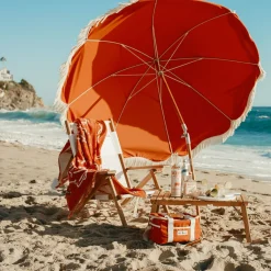 Parasol The Premium Beach Tissu Bois Orange / O 180 Cm - Inclinable - Business & Pleasure