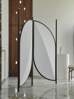 Paravent Feng Tissu Noir /  L 140 X H 194 Cm - Wiener Gtv Design
