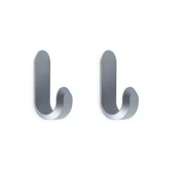 Patere Curve Mini Gris Argent Metal / Set De 2 - H 5,8 Cm - Normann Copenhagen
