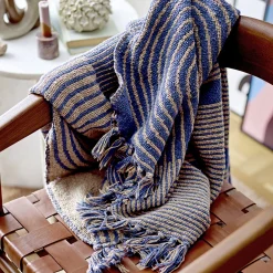 Plaid Tiffanie Tissu Bleu / 160 X 130 Cm - Coton Recycle - Bloomingville