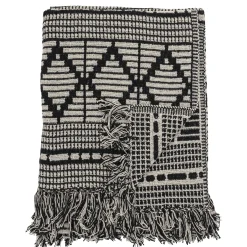 Plaid  Tissu Blanc Noir / 160 X 130 Cm - Coton Recycle - Bloomingville