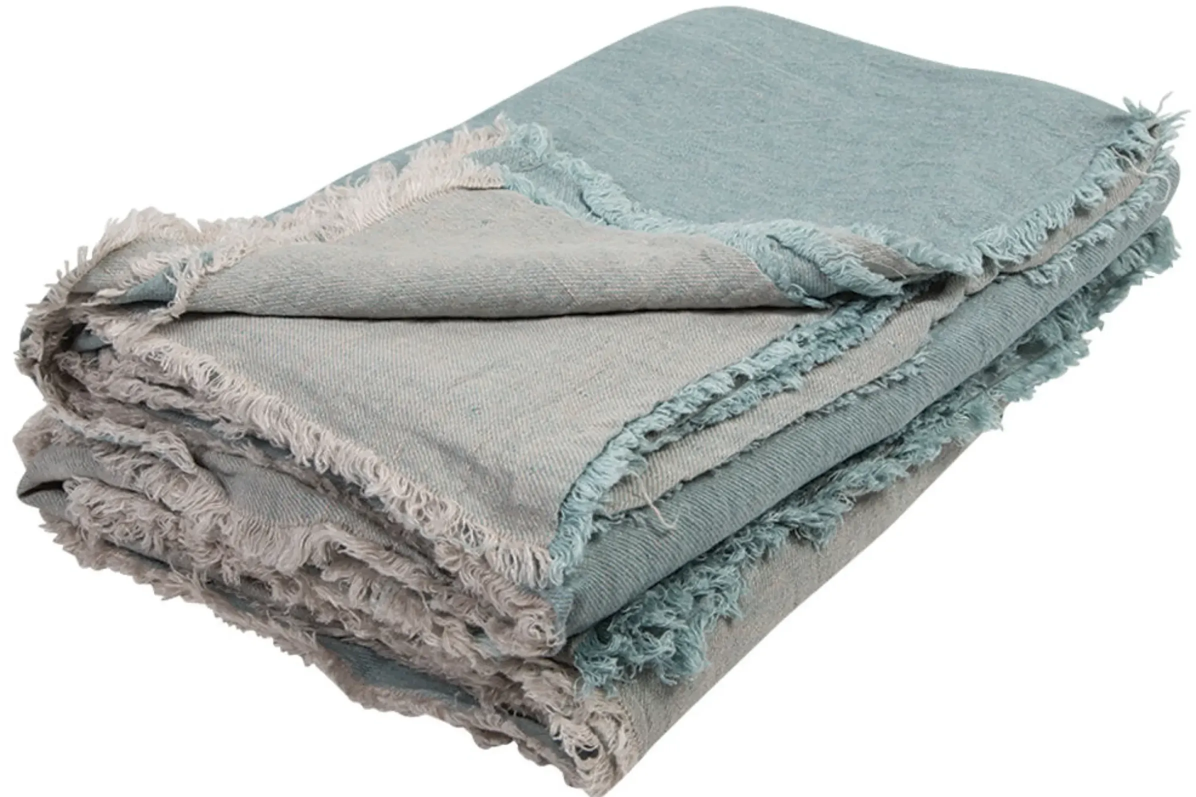 Plaid Vice Versa Tissu Bleu Vert / 140 X 250 Cm - Lin - Maison De Vacances