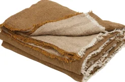 Plaid Vice Versa Tissu Marron / 140 X 250 Cm - Lin - Maison De Vacances