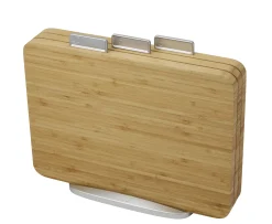 Planche À Découper Index Bois Naturel Bambou / Set De 3 + Support - Joseph Joseph