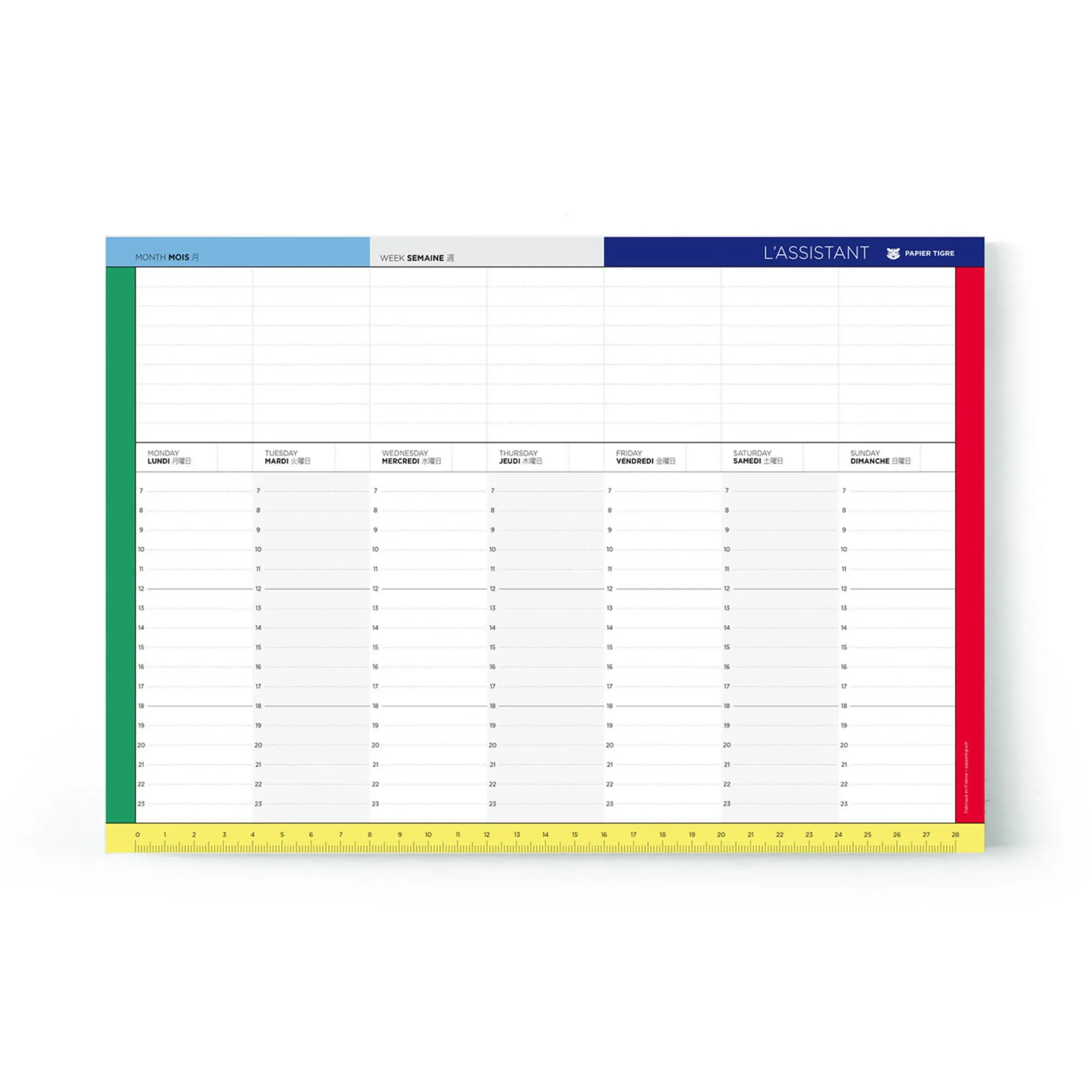 Planificateur Hebdomadaire Assitant Week Papier / 52 Feuilles Pour 1 An D'Orga - 30 X 21 Cm - Papier Tigre